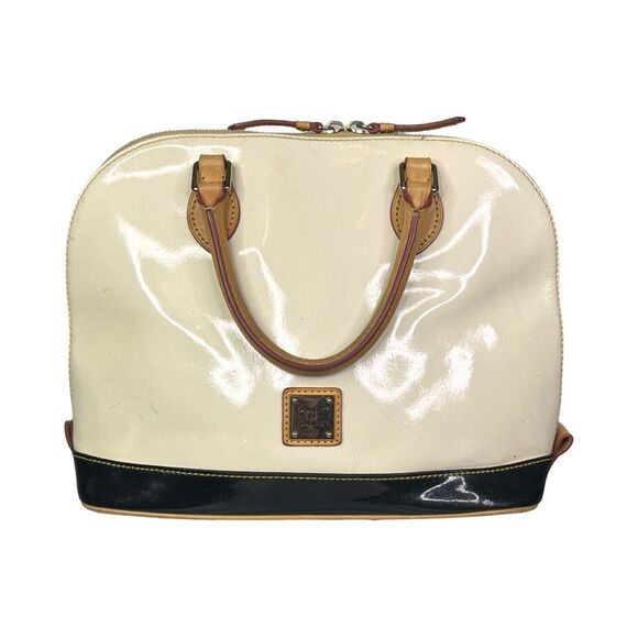 Vintage Dooney & Bourke Patent Leather Zip Zip Satchel - 11” x 9.5” x 5” - Picture 5 of 10